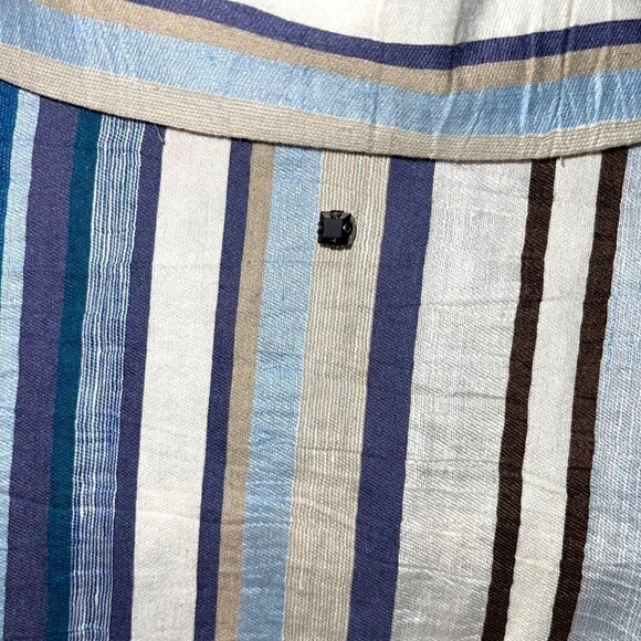 Marina Sport Diabese Tunic Womens Size 14 Striped Linen Blend Button Front Slits - Picture 9 of 13